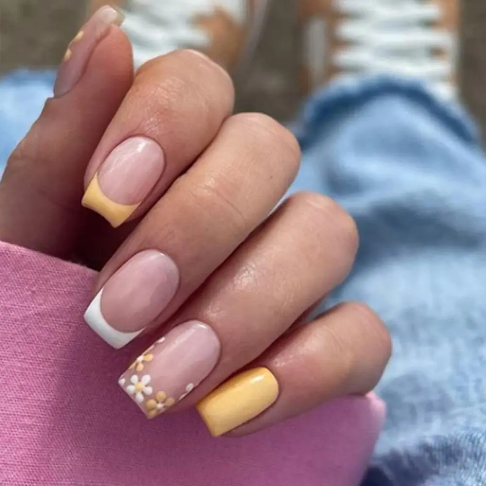 

24pcs/Box Press On Nails Artificial Full Cover Detachable Square Head False Nails Wearable Nail Tips Fake Nails