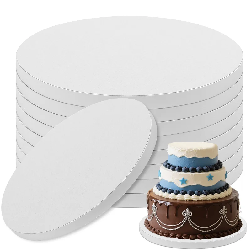 10Pcs 10Inch Round Cake Boards Base for Wedding Birthday Party Christmas Supplies Cake Drum Board Baking Tools Paper Pizza Pan