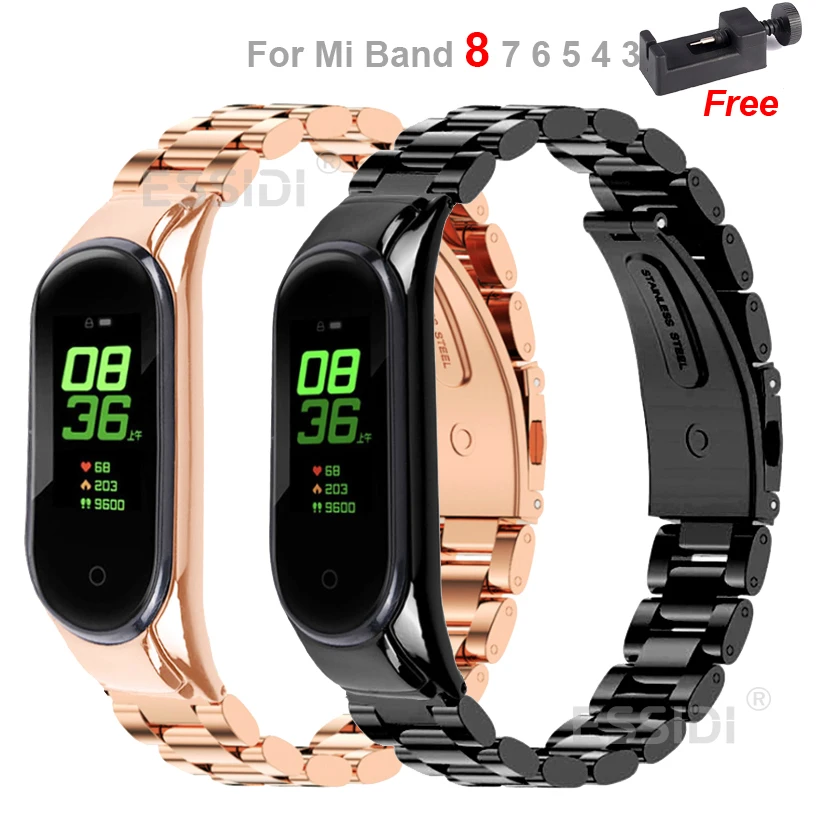 Essidi-pulseira de Relógio de para Homens e Mulheres Banda Loop com Case Metal Xiaomi mi Band Aço Inoxidável