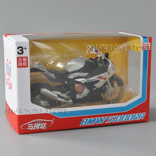 1:12 Scale Diecast Motorcycle Model Toys BMW S1000RR Sport Bike Miniature Replica With Accessory Wheel - Silver In Box