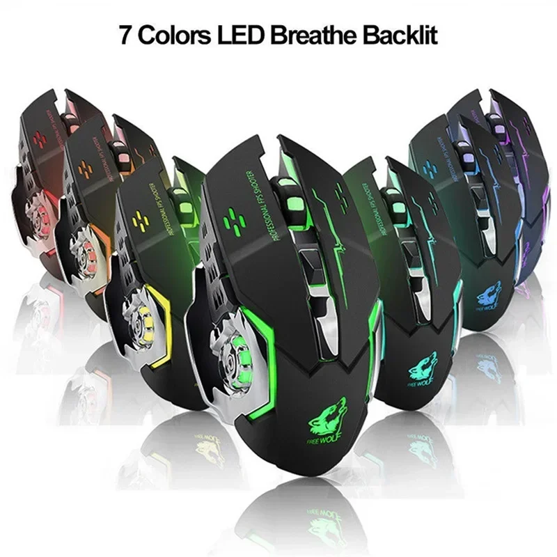 Wolf X8 Wireless Mouse Charging Gaming Mouse Mute Backlit Mechanical Ergonomic for Pc Laptop
