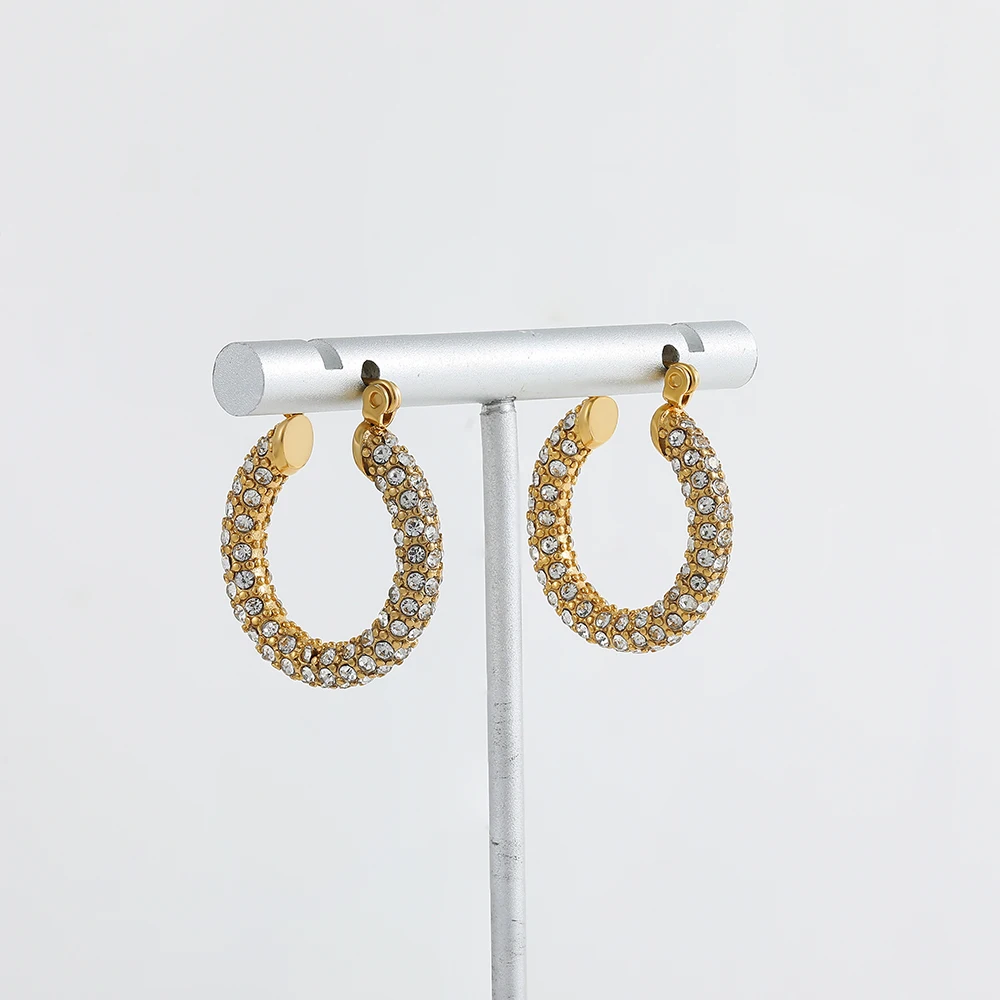 Summer New Punk Pearl Geometrice Twist Huggie Hoop Earrings Women Shiny Rhinestone CZ Chunky Ear Buckle Retro Aesthetics Jewelry