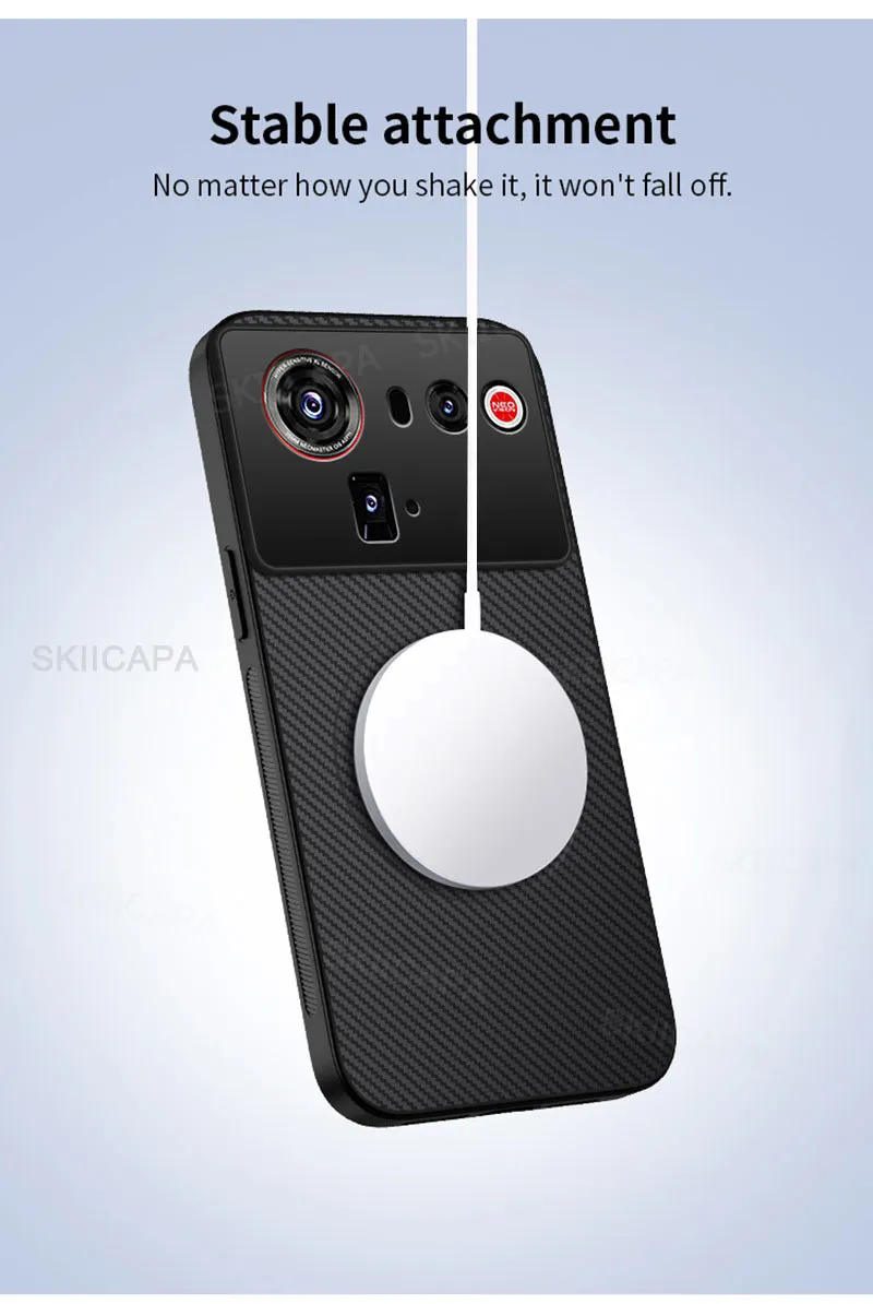 Carbon Fiber Texture Magnetic Shockproof Case with Soft Matte Finish