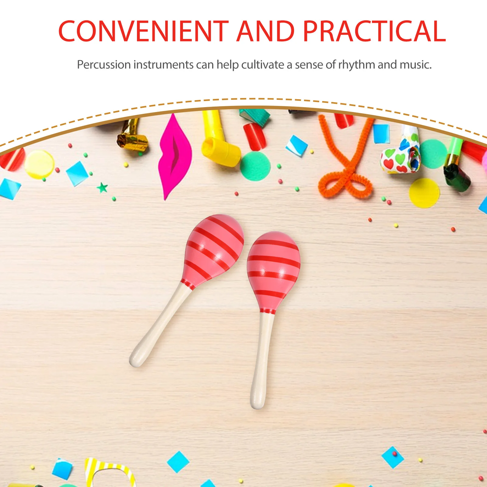 2 Pcs Wooden Maracas Shaker Musical Toys Kids Instrument for Pink Instruments Child