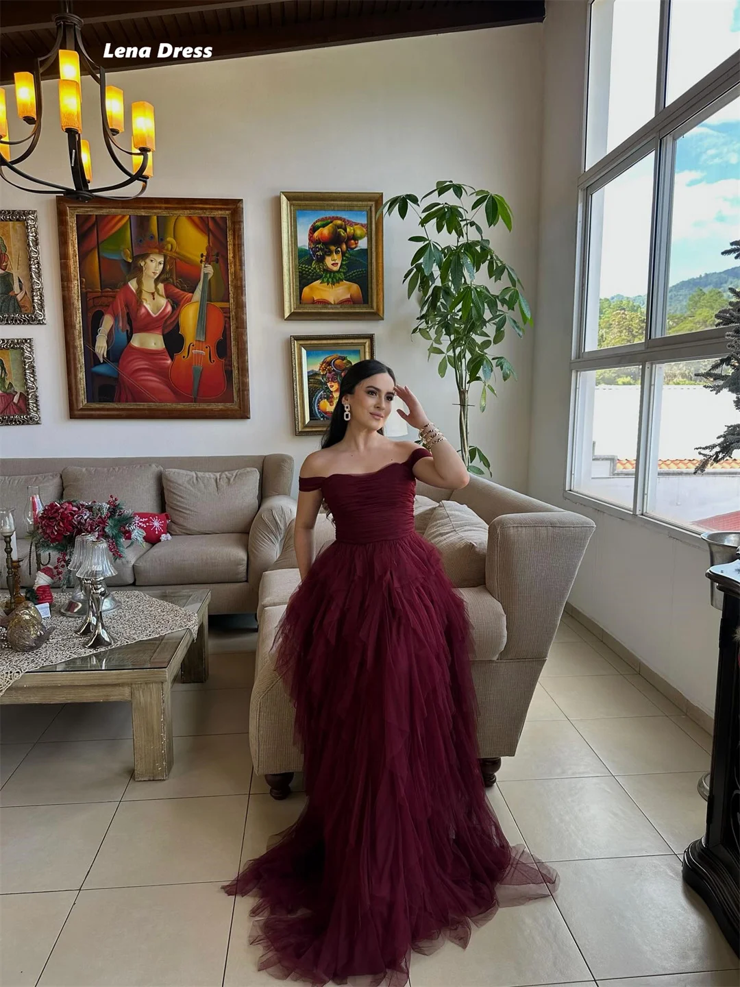 green emerald velvet dress Colored Maroon Evening Dress| Latest Evening Dresses XL / Maroon / Satin main image 0
