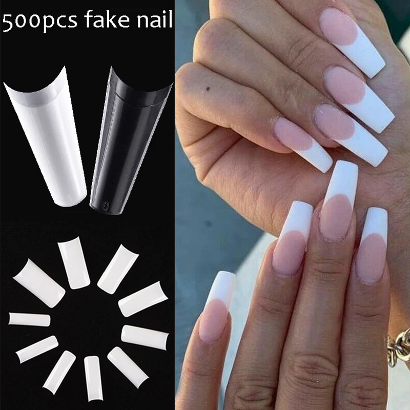 500pcs Clear White False Nail Acrylic Press On Toe Nails Half Cover Fake Nail Art Tips For Extension Long French Manicure Tools False Nails Aliexpress