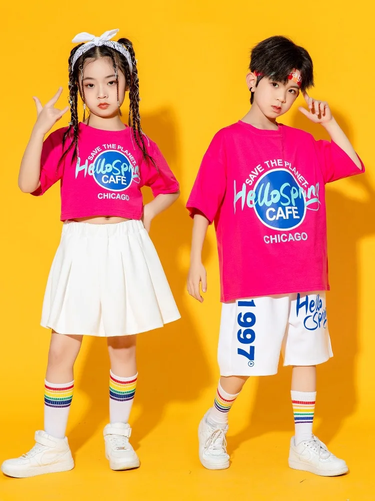 

Kids Cheerleading Wear Suit Boys Hip Hop Dancing Clothes Girls Dancer Outfit Festival Clothing Jazz Dance Stage Costume