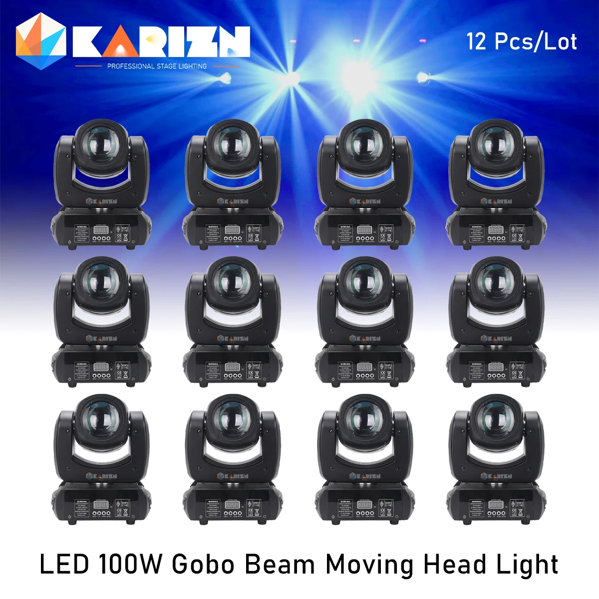 No Tax 12Pcs  DJ Party Lighting 100W LED Moving Head High Bright Mobile Heads Beam Effect For Home Disco Bar Stage Wedding Show