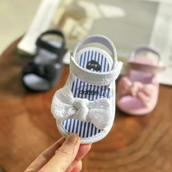Infant Baby Girls Summer Sandals with Flower Soft Sole Newborn Toddler First Walker Crib Dress Shoes 1