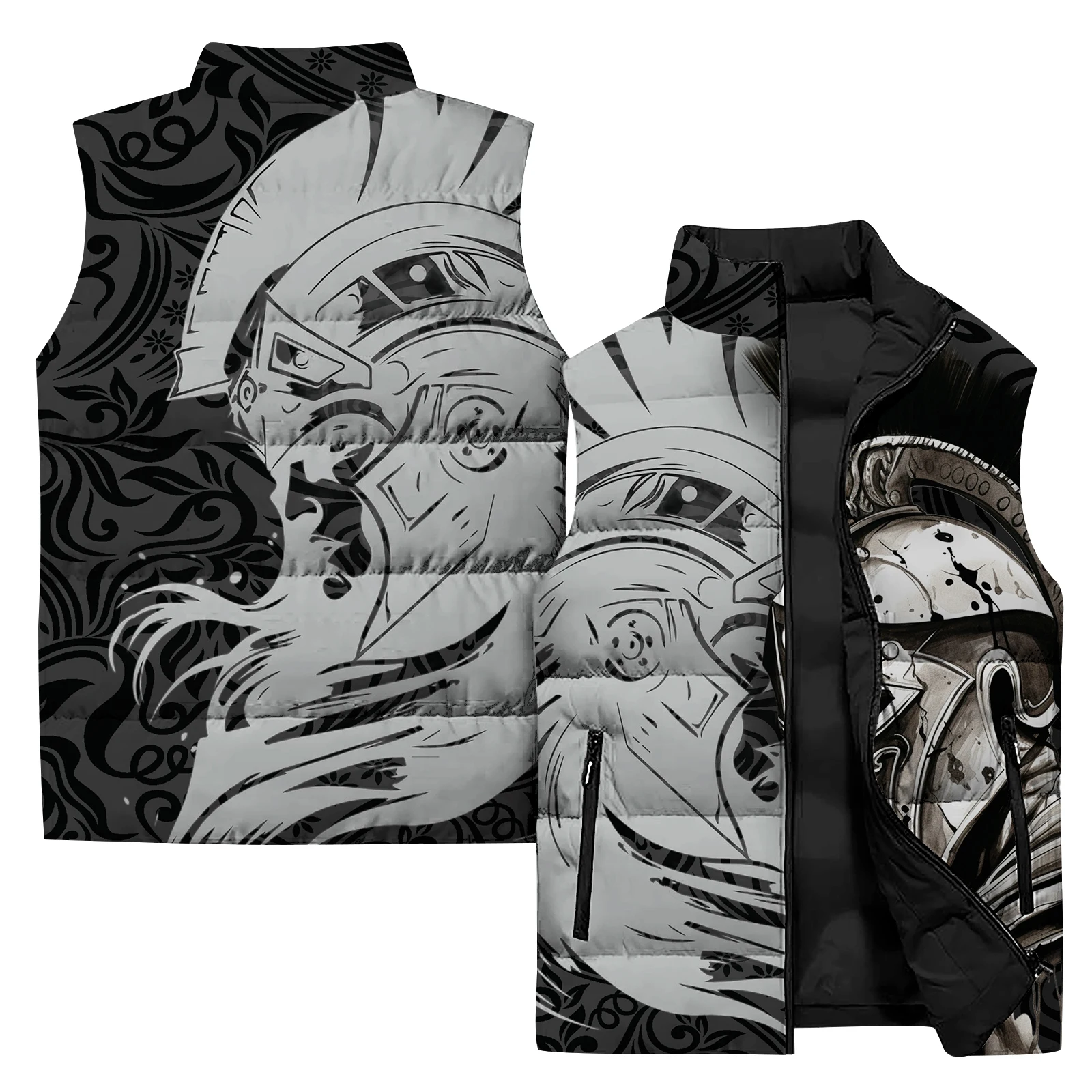 thumbnail image 1 of Chaqueta sin mangas con cuello alto para hombre, chaleco con estampado de arte abstracto en 3D, para deportes al aire libre, resistente al viento, con bolsillo y cremallera, nuevo estilo 2024, 1 of 5