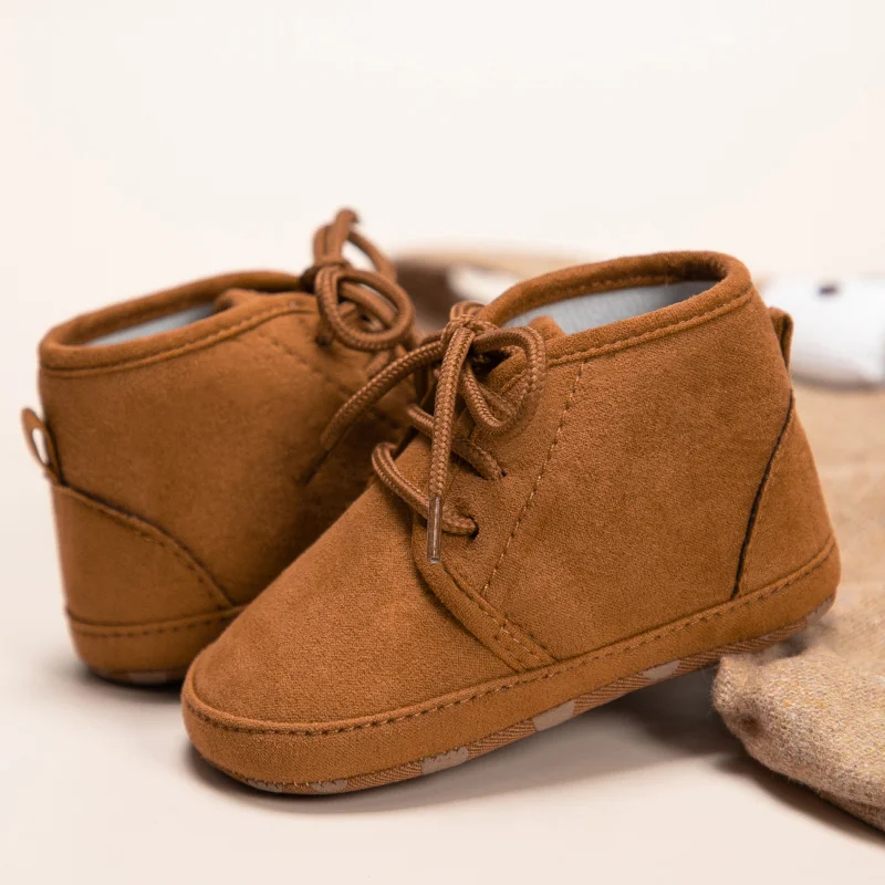 Newborns Baby Boys Girls Shoes Retro PU Soft Bottom Anti-slip Lacing Toddler Shoes First Walkers Infant Baby Booties 3