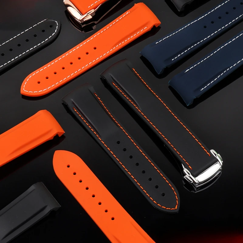 For Omega Haima Super Hamilton Longines Conquest Seiko 22 20Mm Arc Interface Waterproof Silicone Folding Buckle Watch Strap