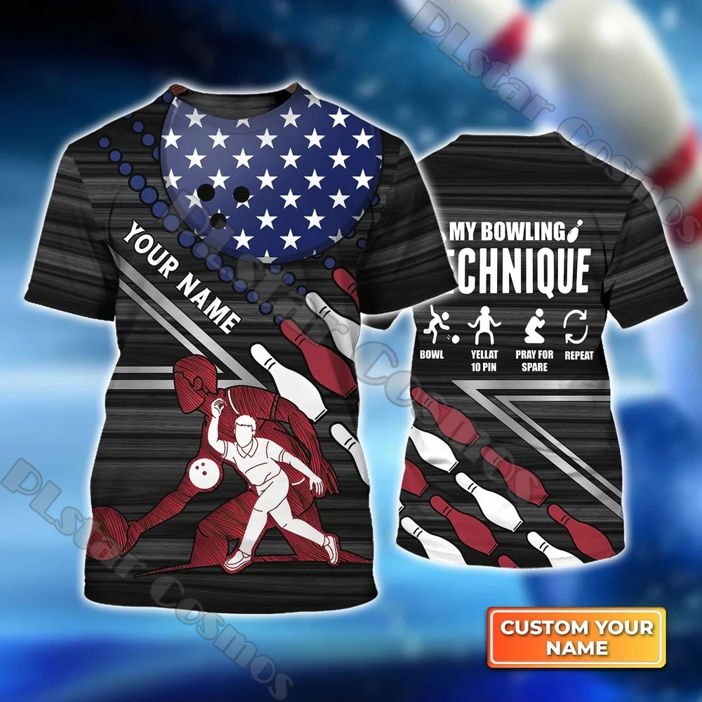 Sommer Neuestes Herren-T-Shirt Maßgeschneidertes orangefarbenes Bowling- und Bier-3D-gedrucktes Unisex-Freizeit-T-Shirt Geschenk für Bowlingspieler DW203 – Detail 26