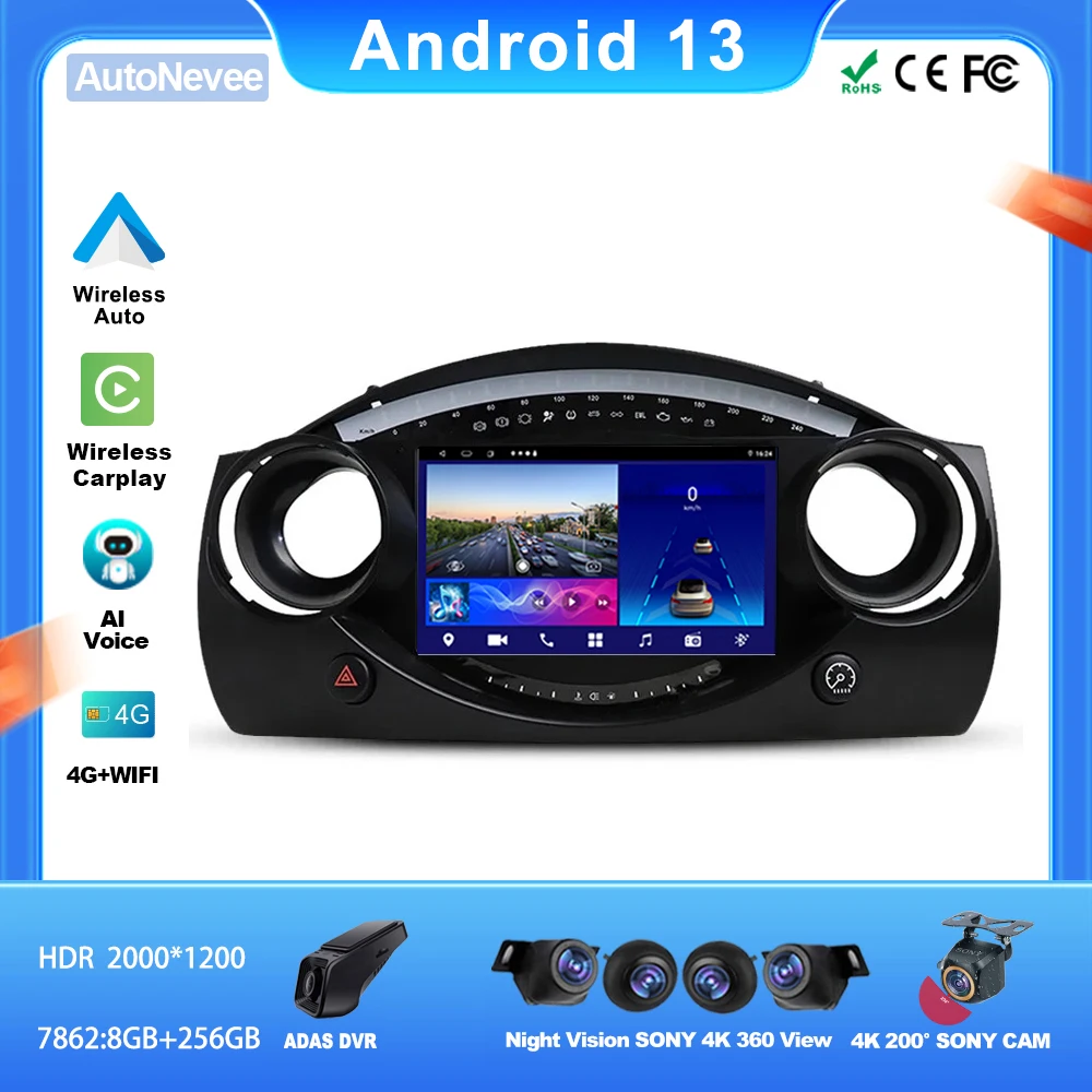Multimedia Android 13 Per Bmw Mini Cooper S R50 R52 R53 2004 - 2007 Automotive Car Radio Player Stereo Head Unit Navigazione Gps