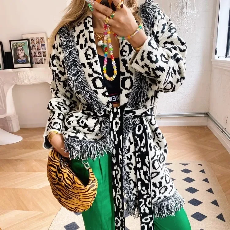 Cardigan in maglia cardigan ispirato a Boho giacca cardigan in