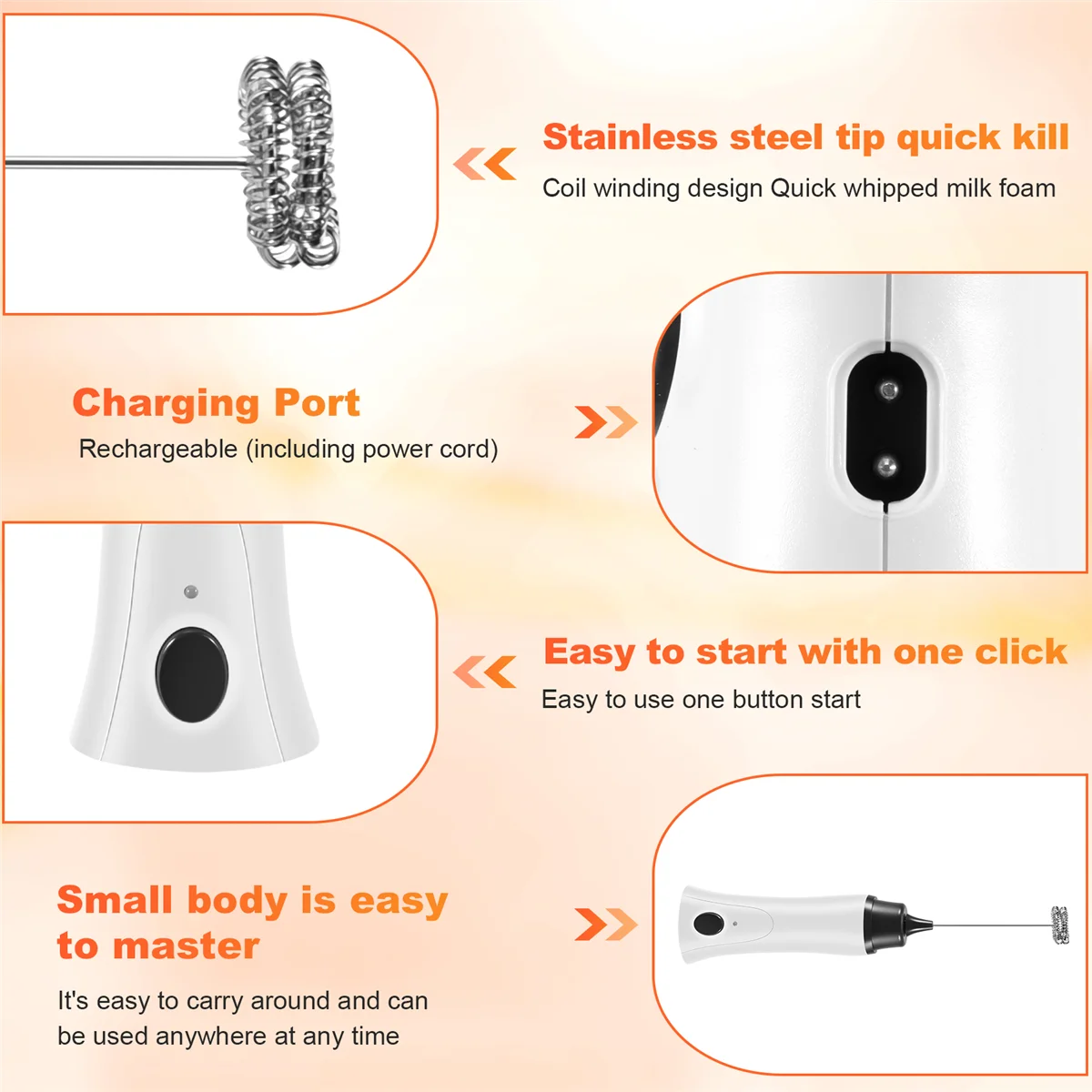 Handheld Electric Coffee Mixer Frother Automatic Milk Beverage Foamer Cream Whisk Cooking Stirrer Egg Beater With Cover 5