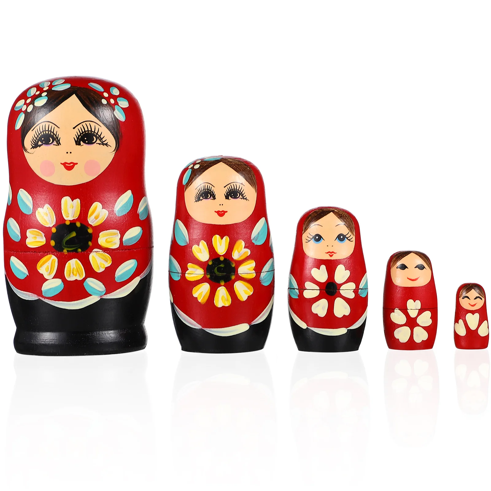 

5 Pcs Matryoshka Nested Dolls Ornamentt Wooden Nesting Cartoon Russian Kid Small
