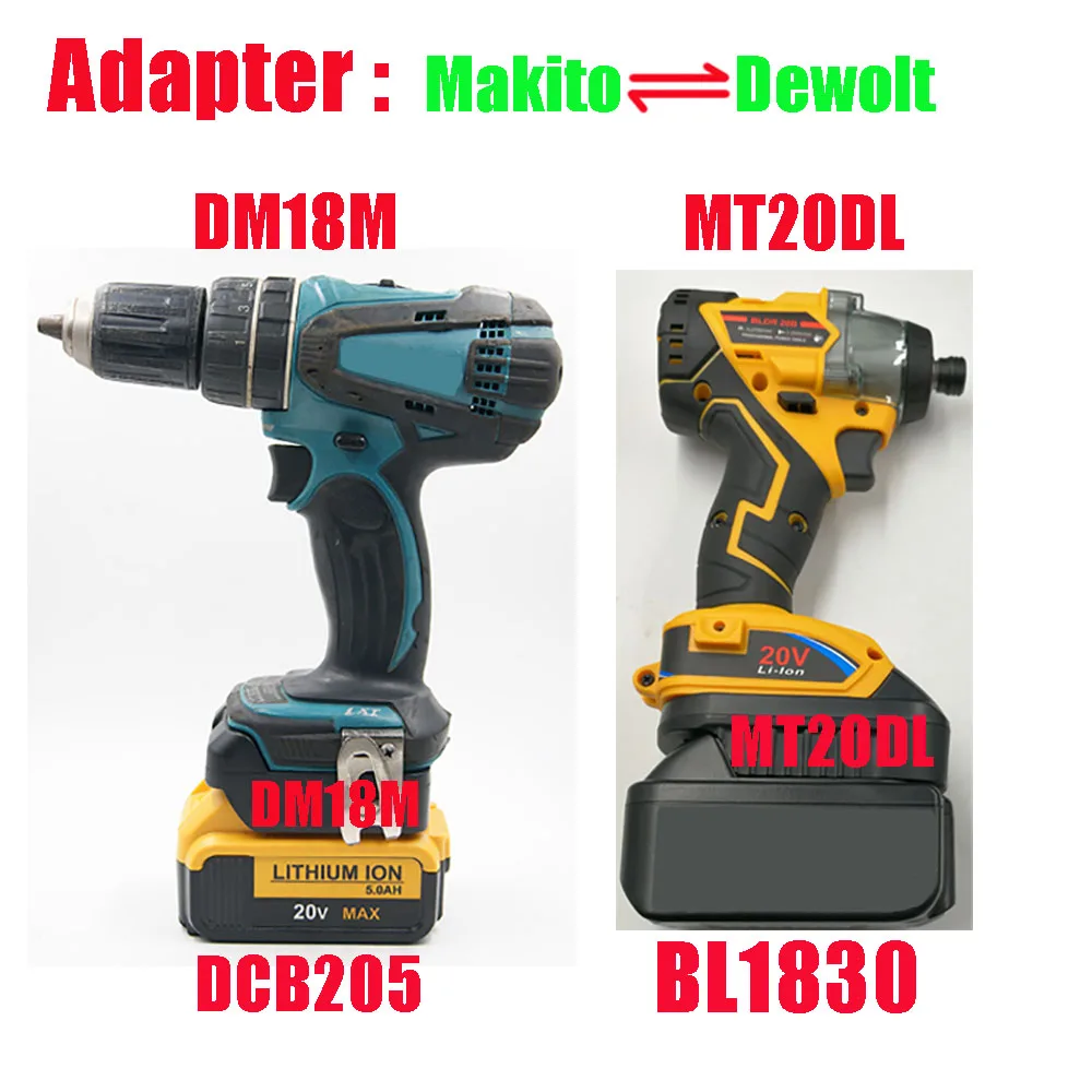 

Преобразователь адаптера электроинструмента DM18M (для аккумулятора Dewalt для инструмента Makita) MT20DL (аккумулятор Makito для инструмента De walt)