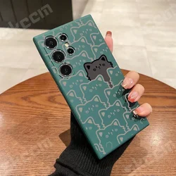 Charming Cartoon Cat Matte Phone Case Cover - S24 Plus (Green - A2426)