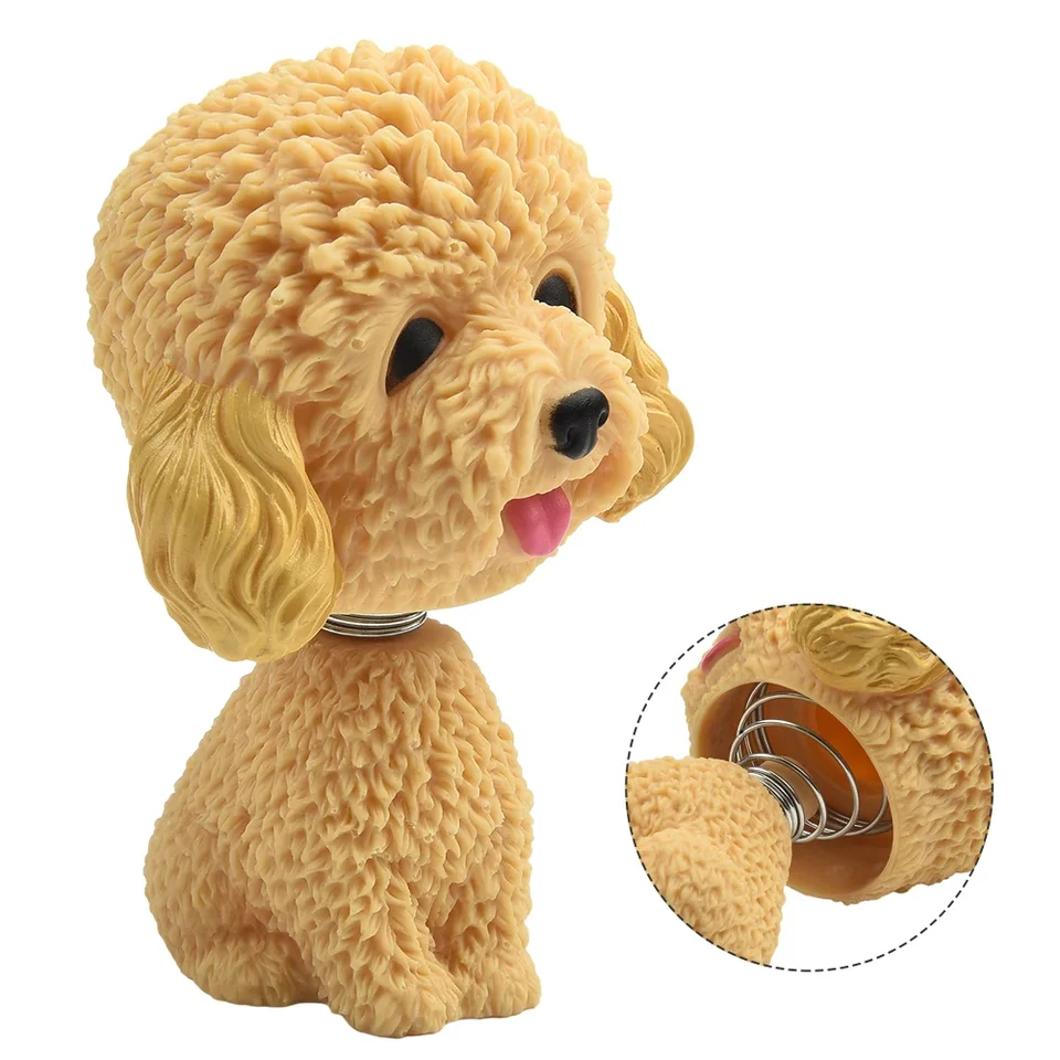 Auto-interieur Hond Decor Simulatie Knikkende Hond Voor Auto Auto Ornamenten Hoofd Schudden Hond Decor Bobble-Head Speelgoed Auto-interieur Dashboard Ornament (Teddy (wit