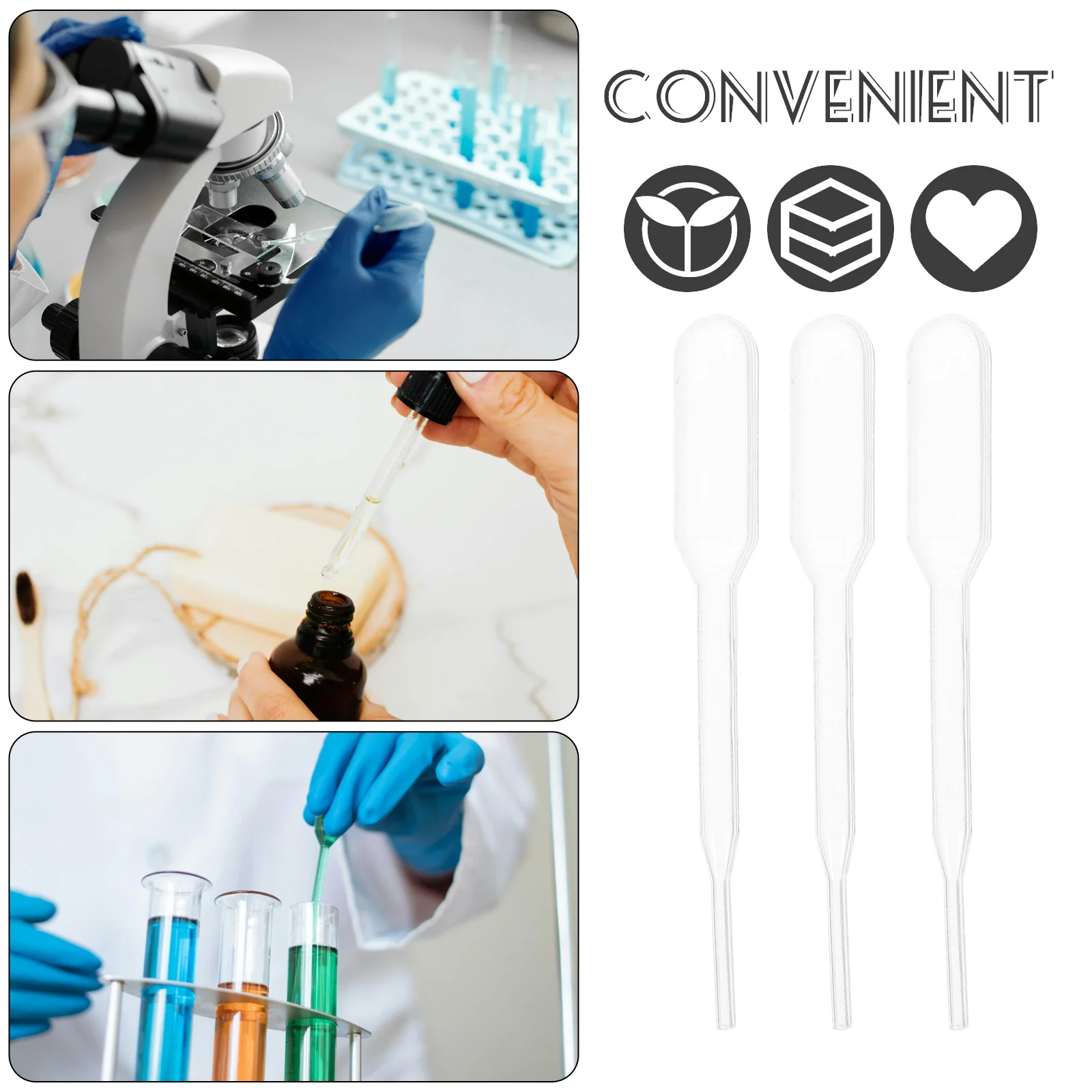 일회용 플라스틱 트랜스퍼 트랜스퍼 마이크로피펫, 플라스틱 드롭퍼스, 500 개, 02ml