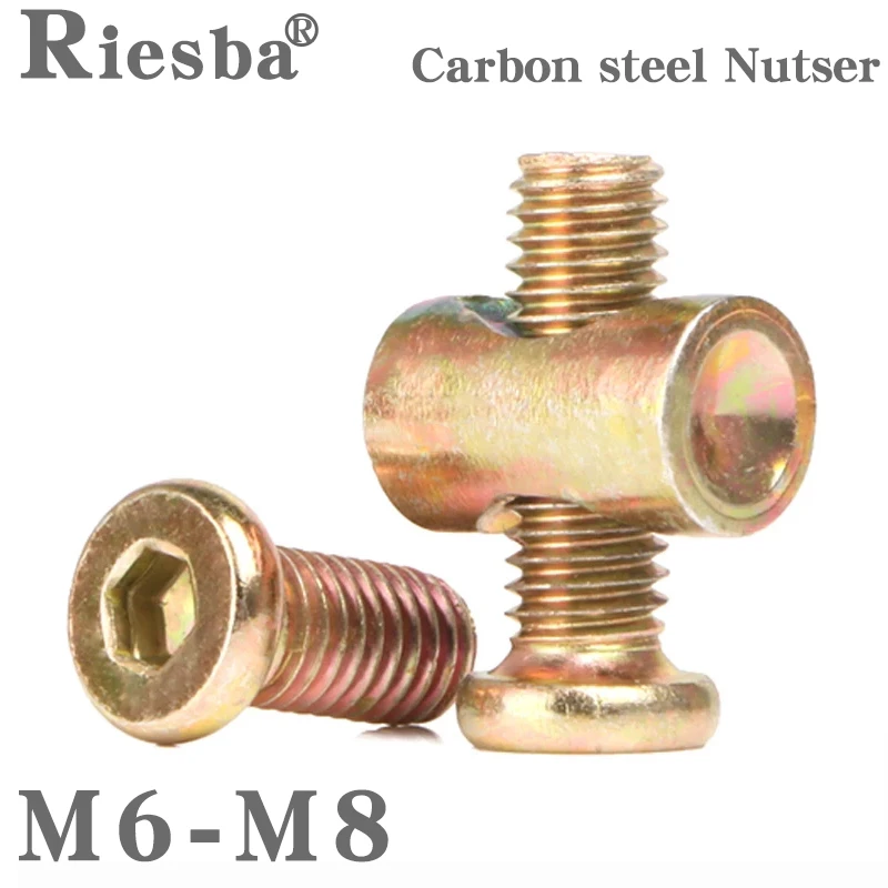 

M6 M8 Carbon Steel Furniture Chair Bed Bolts and Nuts, Set with Barrel Nuts, Guide Nut, Fastener and Set Screws Inner Hexagon
