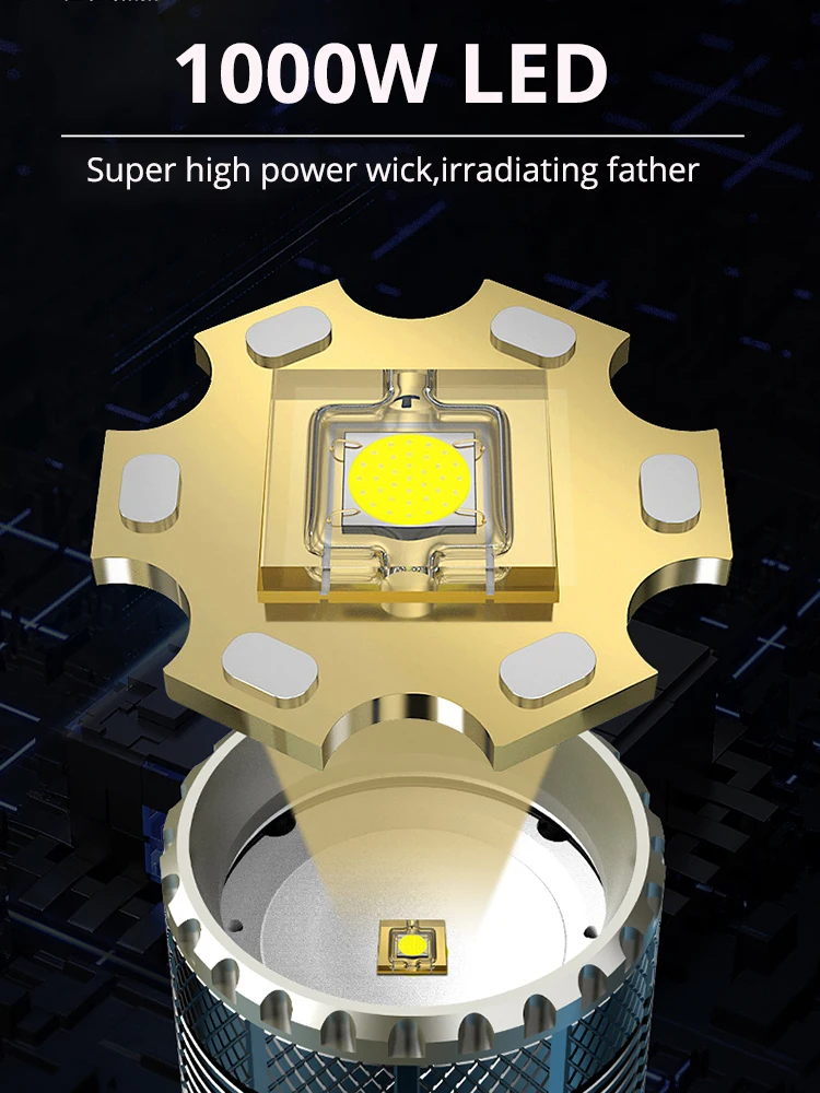   ʰ LED  , 1000W , 18650 ͸,   ƮƮ, 12000000LM