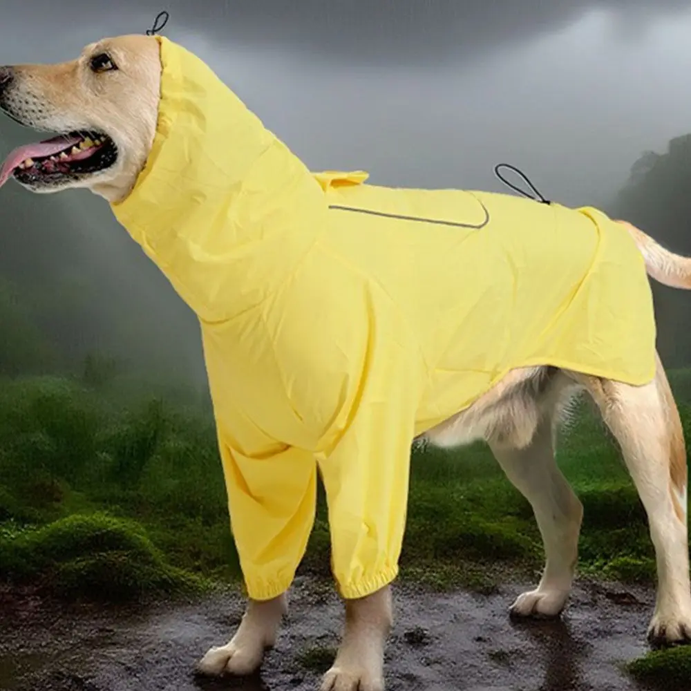 반사띠가 있는 조절 가능한 디자인의 반사 방수 강아지 우비, 리드줄 구멍이 있는 후드형 강아지 우비