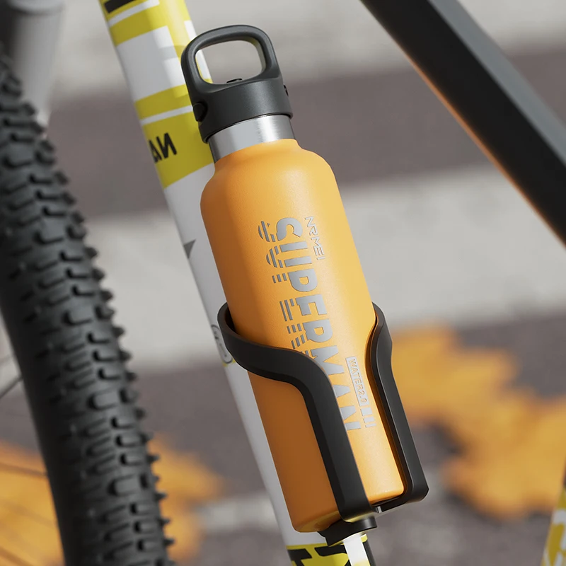 One Hand Open Thermos Bottle, Outdoor Portable Vacuum Flask, Sport Water Bottle with No Screw Lid, Insulated Water Bottle