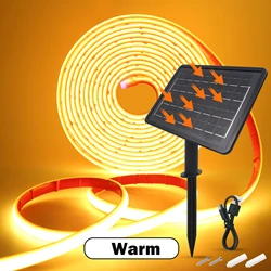 Solar Powered COB Neon LED Strip Light, IP68 Waterproof Flexible Ribbon for Home and Garden Lighting (Warm)