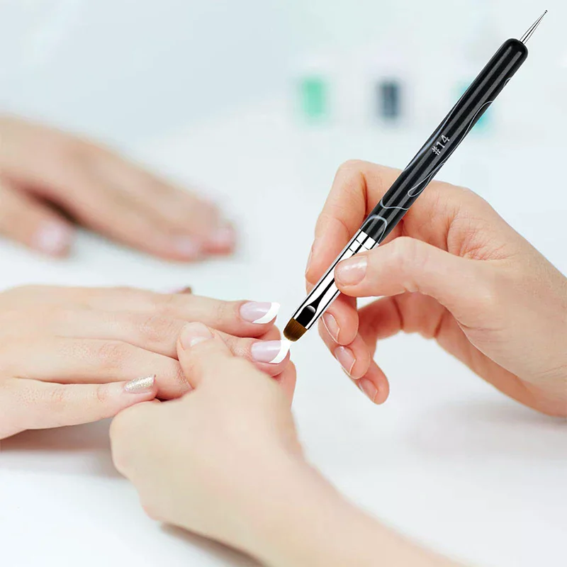 1/4 PCS French Nail Art Brush Dual End Nail Art Dotting Pen Acrylic Drawing Rhinestone Gel Painting Wooden/Acrylic Handle