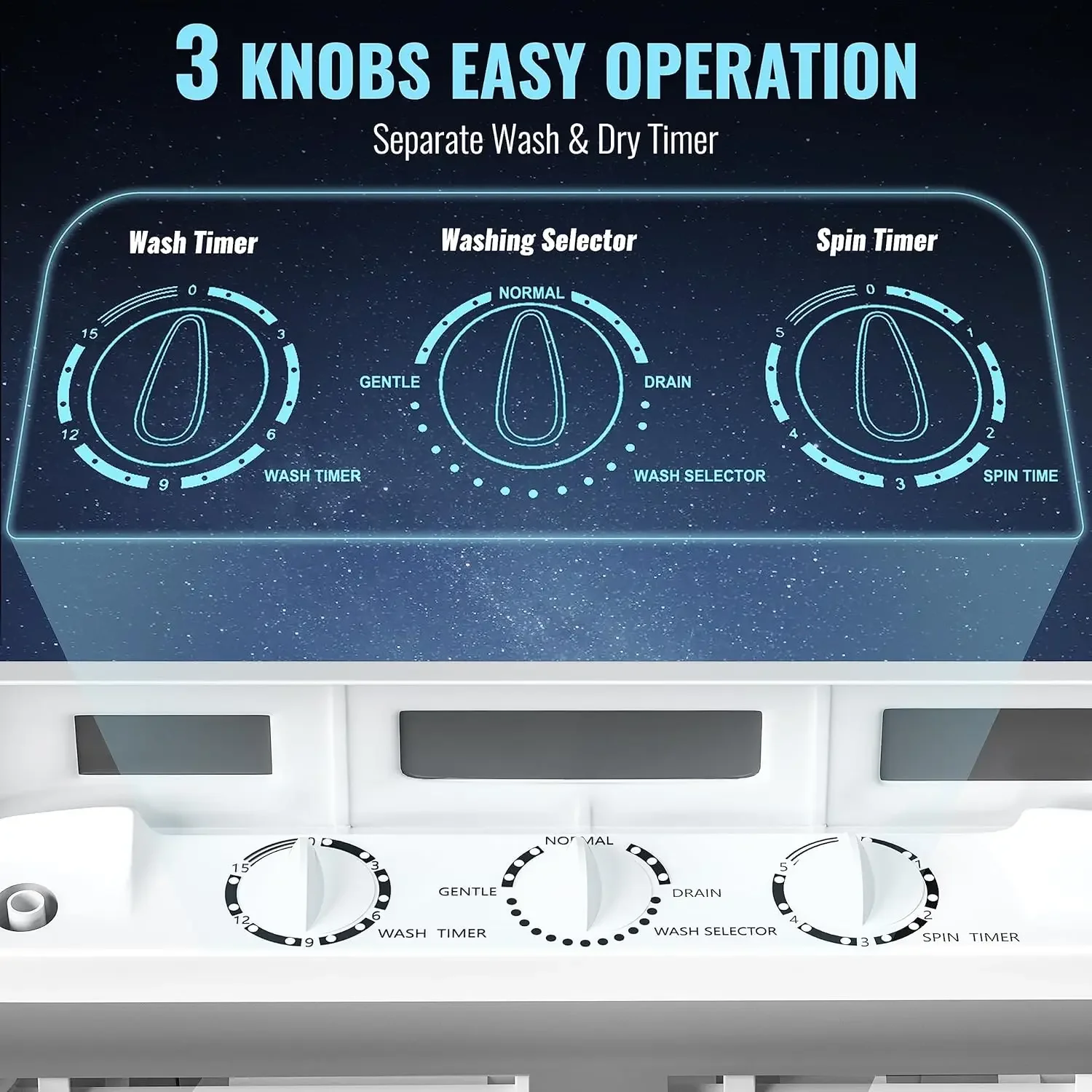 Portable Washing Machine, 17.6 lbs Mini Small Laundry Washer Combo with Spin Dryer, Compact Twin Tub Washer Machine for Apartmen 6