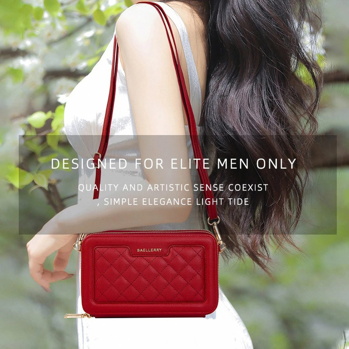 Baellerry Women's 2025 New Diamond Pattern Crossbody Bag Stylish Phone Purse with Zipper Closure Multifunctional PU Shoulder Bag