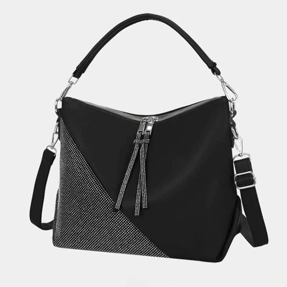Elegant Women Handbag with Shine Diamond Quality PU Leather Casual Tote Patchwork Pattern Crossbody Shoulder Purses 2022 New |