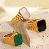 New 2023 Metal Glossy Shell Rings for Men Geometric Width Signet Square Finger Punk Style Fashion Ring Jewelry Christmas Gift 5