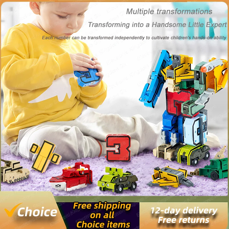 Digital Robot Transformation Children's Toys Autobots Alphabet Combination Diamond Block Assembly Boys Toys Gifts