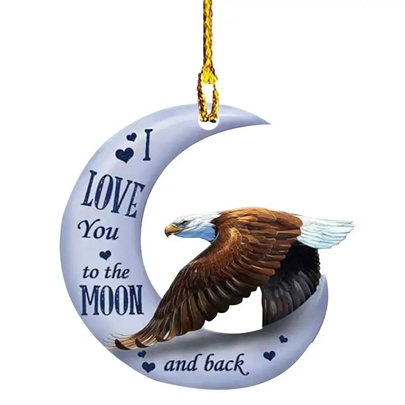 

Love You To The Moon And Back Ornament Flat Cute Rearview Mirror Accessories Car Mirror Hangings Accessories Funny Moon Car