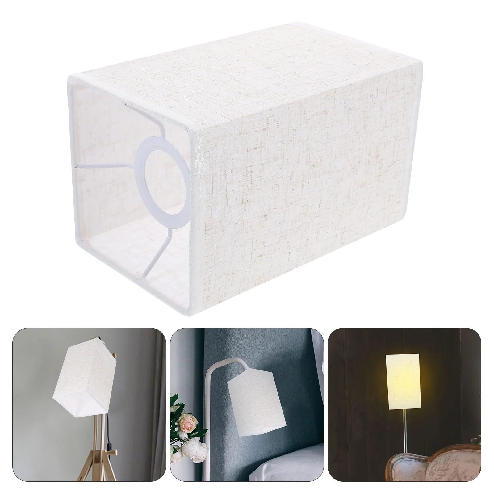 

Square Lamp Shades E27 12Cm Fabric Clip On Bulb Lamp Covers Natural Linen Light Chandeliers Lampshade Replacement Table Lamp