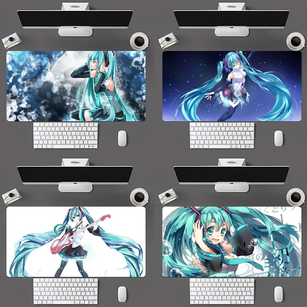 Коврик для мыши Hatsunes Miku, большой нескользящий Настольный коврик для клавиатуры и ноутбука