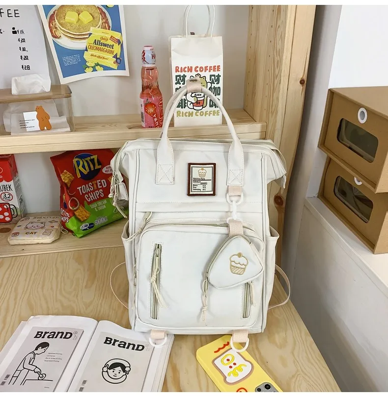 2 In 1 Pcs Sets Fashion Women Backpack Large Capacity School Bag For Girls Trendy Nylon Waterproof Travel Bagpack mochila 2022