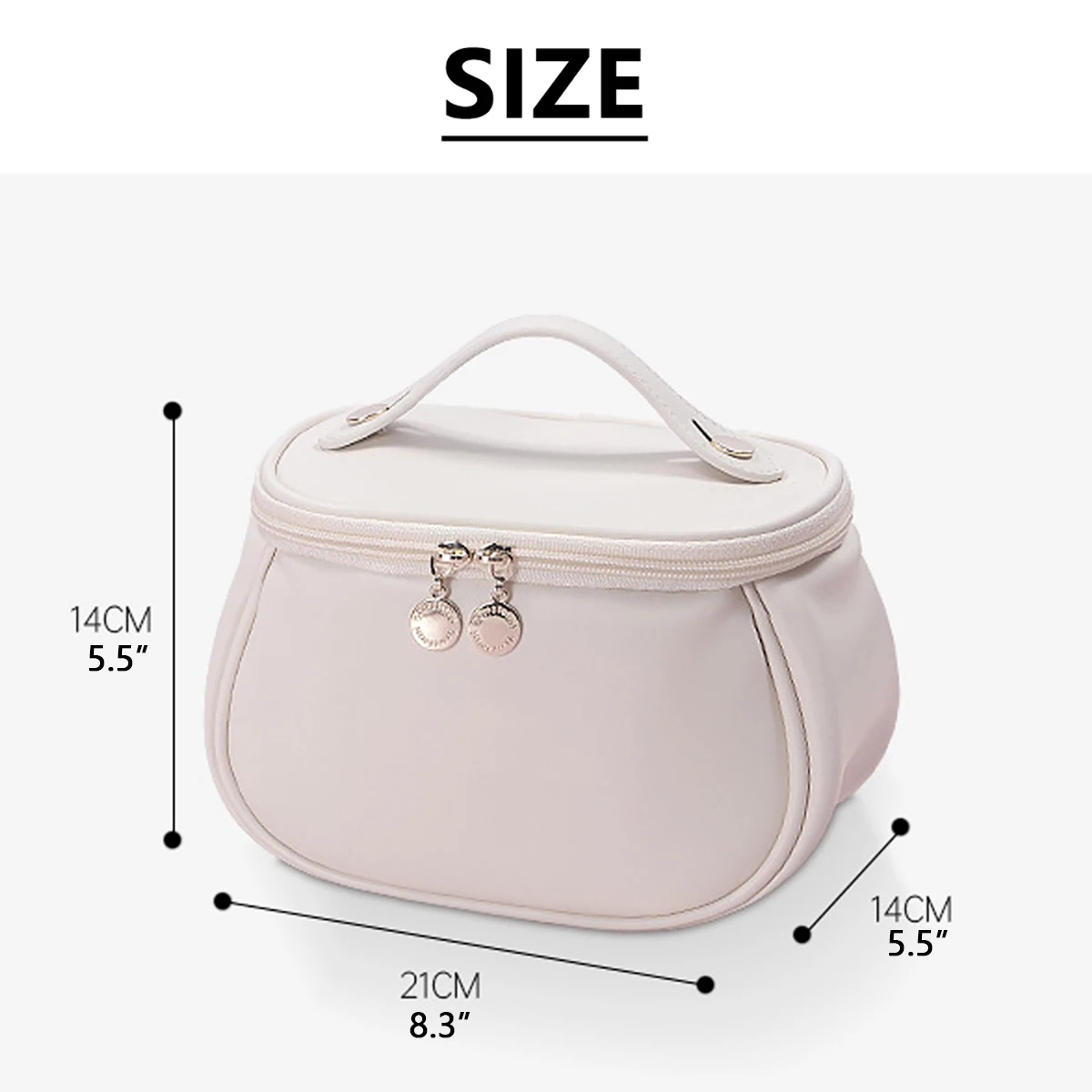 Portable PU Makeup Bag,  Large Waterproof Cosmetic Pouch, Travel Washbag With Handles 6
