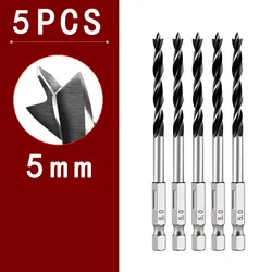 Woodworking Three - Point Drill Bit Set - Precision Hole Reaming Tool (5PCS 5mm)