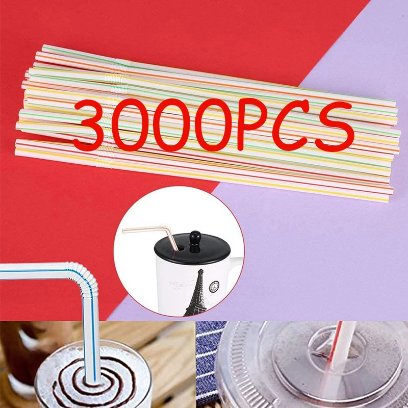 1000-3000Pcs Multicolor Straws for Wedding Party Supplies Beverage Kitchen Cocktail Birthday Bar Drinking Straws Kitchen Supplie