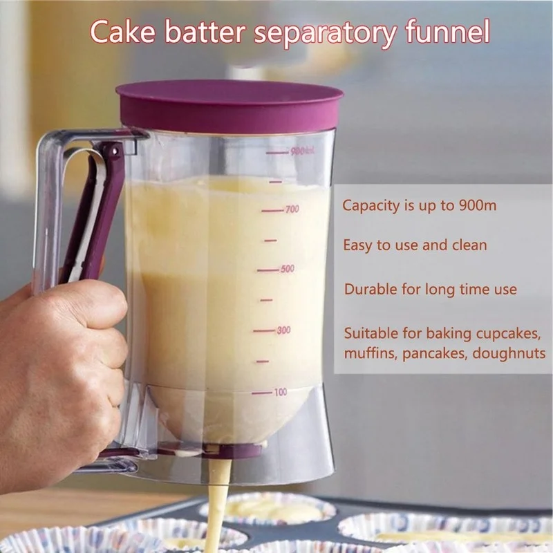 900ml Batter Flour Paste Dispenser for Cupcake Cookie Cake Muffins Measuring Cup Cream Speratator Pancake Batter Dispensers
