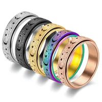 Hot Selling Fashion Casual New Stainless Steel Niche Decompression Rotating Hollow Star Moon Rotating Ring Wholesale Size 6-12 - Image 3