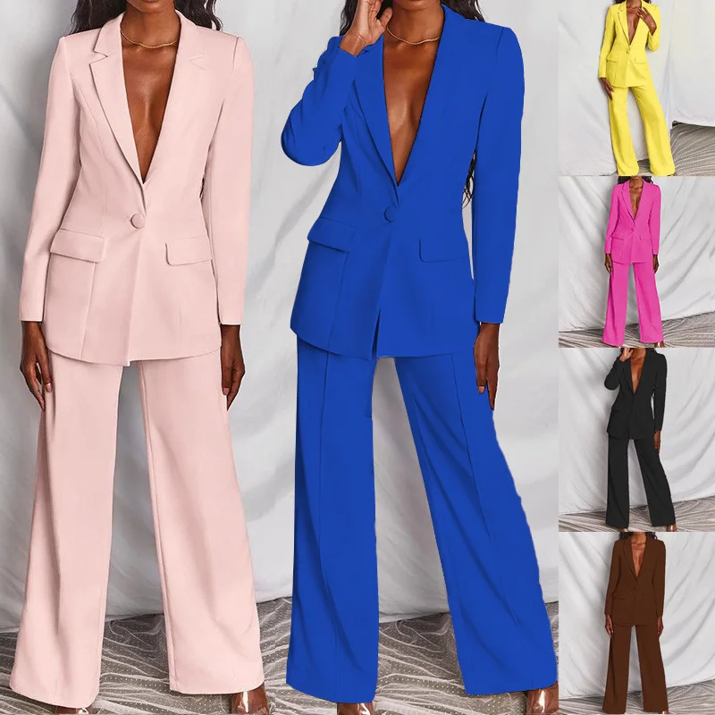 Women Blazer + Pants Sets Two Piece Spring Autumn Fashion Work Pant Suits OL Single Breasted Jacket Formal Suit Outfits lenovo tw16 bt5 0 business headset single earhook noise cancelling headphone for business work driving office