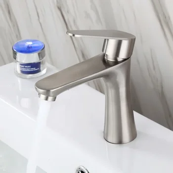 Basin Sink Bathroom Faucet Countertop Mounted Single Cold Water Basin Faucet Toilet Faucet Crane 304 Stainless Steel Small Waist 1