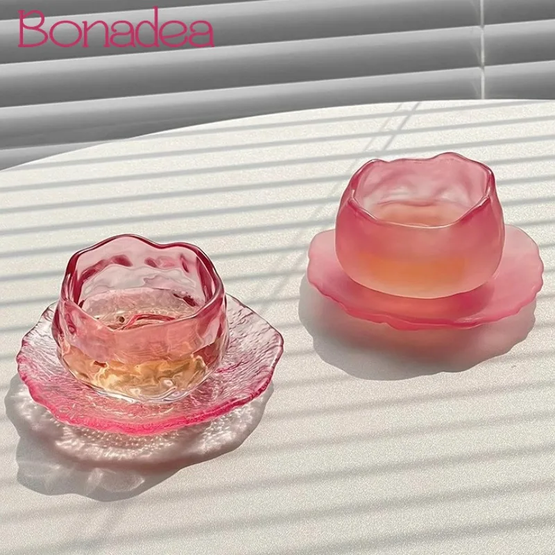 Pink Tea Cup Japanese Style Irregular Sake Cups High-value Glasses Cup Small Tea Cups Creative Shot Glasses Set Kitchen Tool