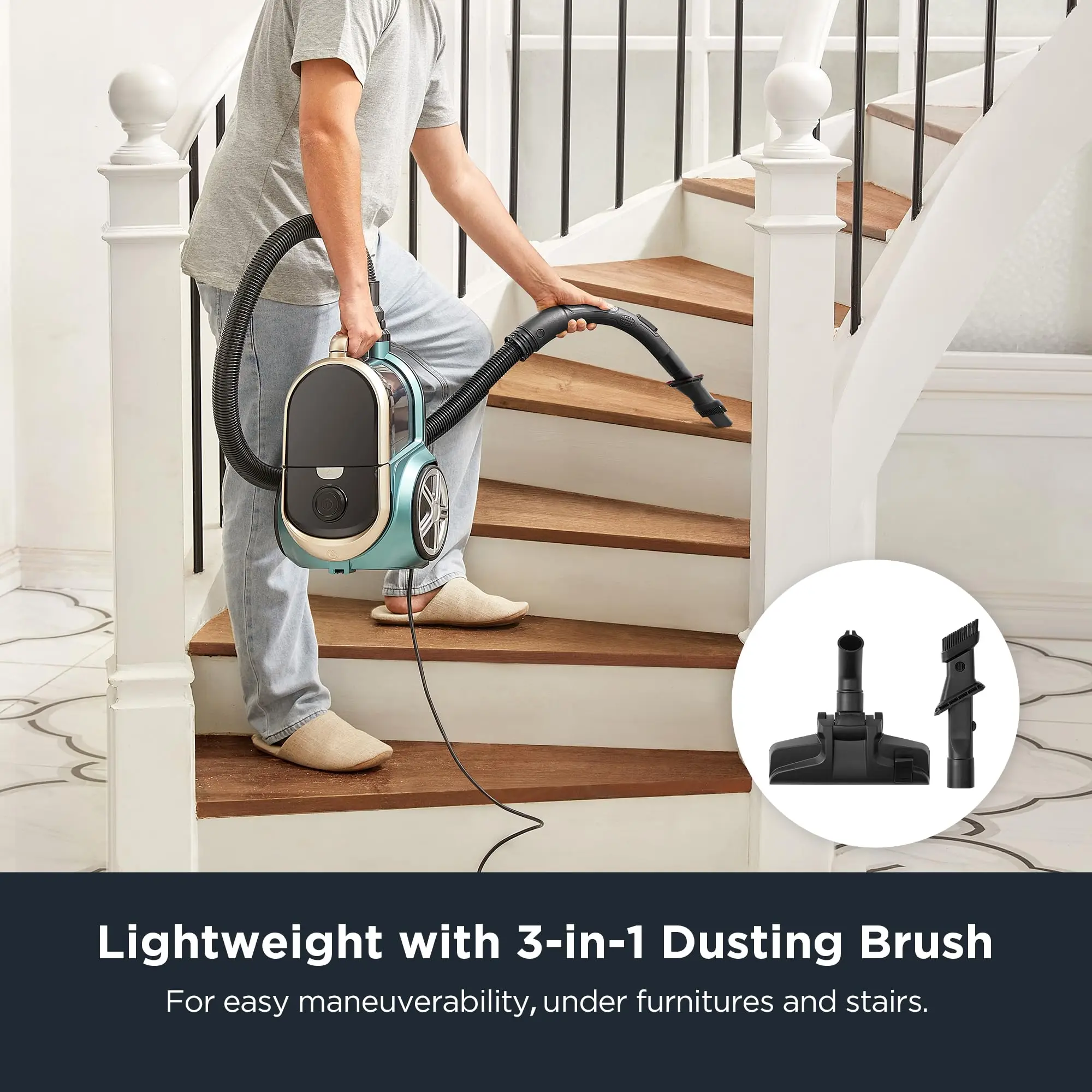 مكنسة كهربائية EUREKA Apollo 2000W سعة 2.2 لتر، مك...