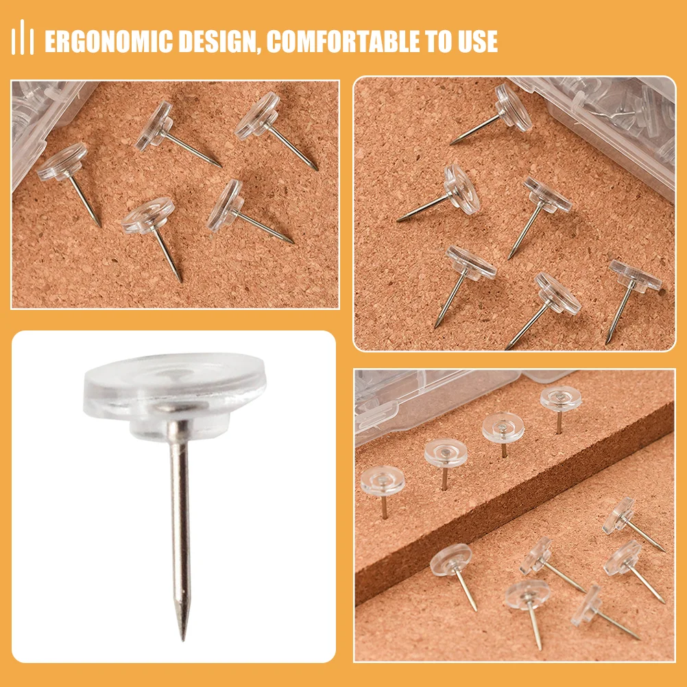 100Pcs Clear Whiteboard Tacks Clear Pushpins Thumb Tacks Bulletin Thumbtacks Map Thumbtacks, push pins
